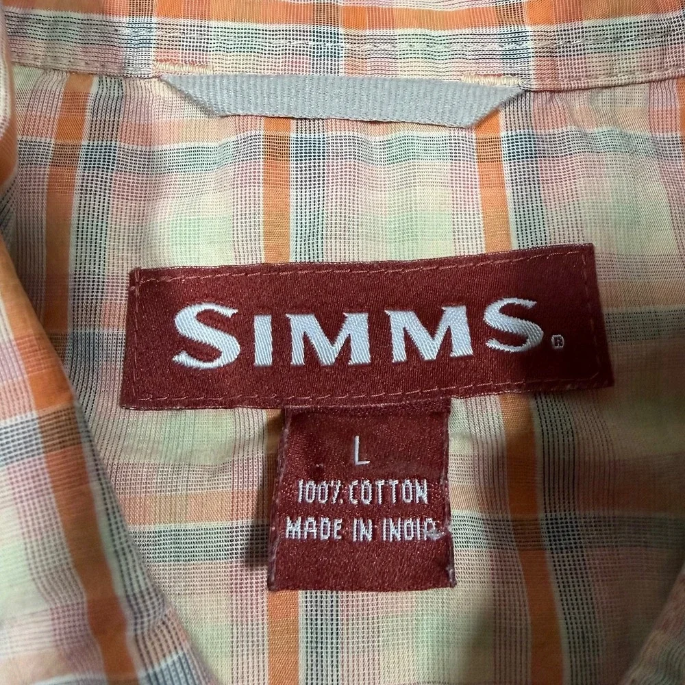 Simms Shirt Mens Large Cor3 Plaid Short Sleeve‎ Button Up Fishing Travel Outdoor